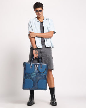 Oversized Muddled Shopper Tote - Cracked Indigo - Fetti