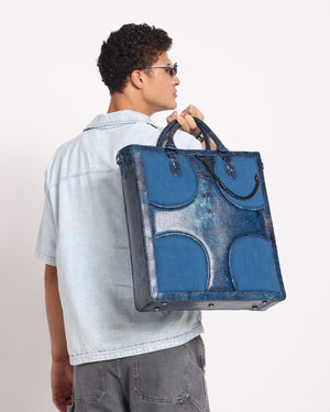 Oversized Muddled Shopper Tote - Cracked Indigo - Fetti