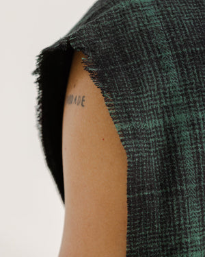 Shredded Checks - Forest Grid - Evrhood shredded sleeveless check shirt