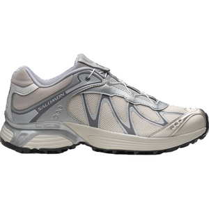 Gray Salomon running shoe on a white background