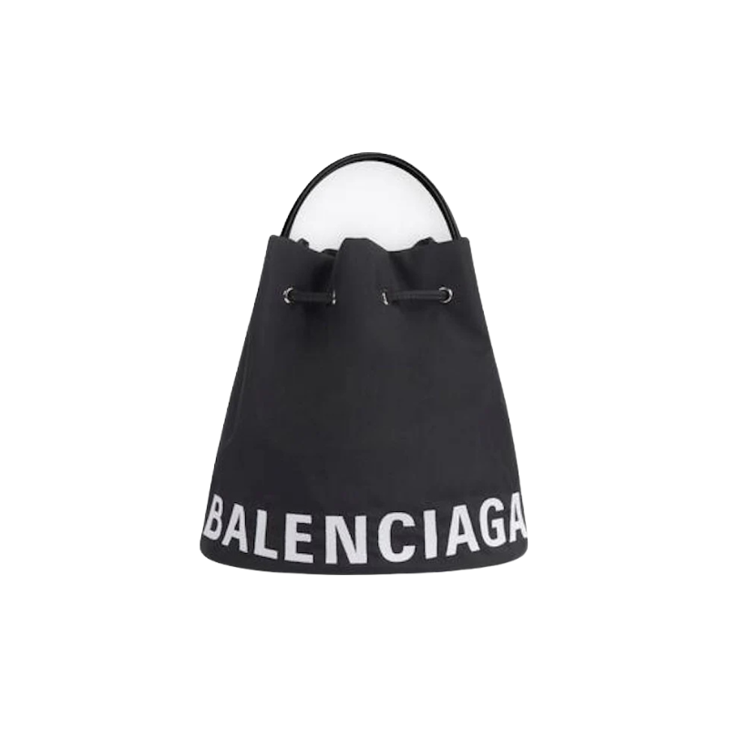 Balenciaga Wheel Drawstring Bucket Bag Extra Small Black