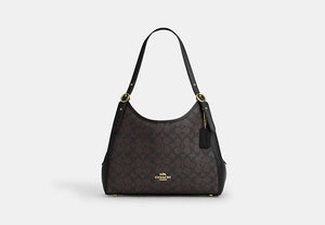 Erin Shoulder Bag In Signature Canvas - Gold/Walnut/Black