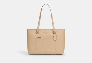 Station Tote Bag In Signature Leather - Gold/Oat