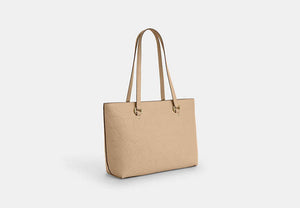 Station Tote Bag In Signature Leather - Gold/Oat
