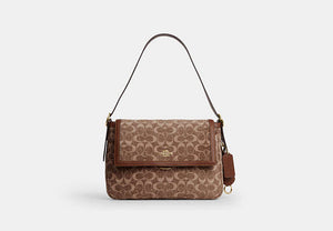 Etta Flap Bag In Signature Chenille - Gold/Light Khaki/Vintage Brown