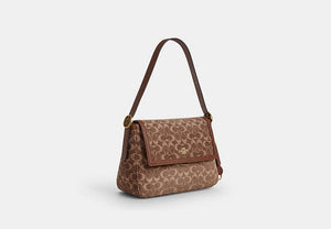 Etta Flap Bag In Signature Chenille - Gold/Light Khaki/Vintage Brown