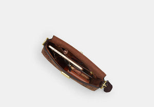 Etta Small Flap Shoulder Bag In Signature Chenille - Gold/Truffle
