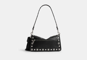Tabby Shoulder Bag 26 With Signature Beading - Silver/Black