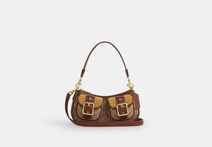Ashton Bag With Signature Canvas - Gold/Tan/Vintage Brown