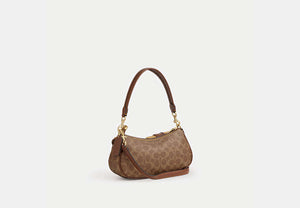 Ashton Bag With Signature Canvas - Gold/Tan/Vintage Brown