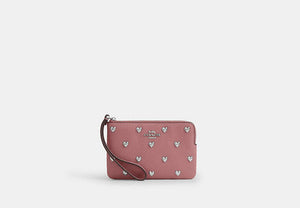Corner Zip Wristlet - Silver/PEONY