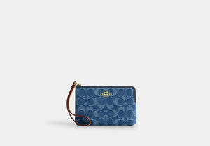 Corner Zip Wristlet - Gold/Indigo