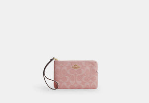 Corner Zip Wristlet - Gold/Light Pink