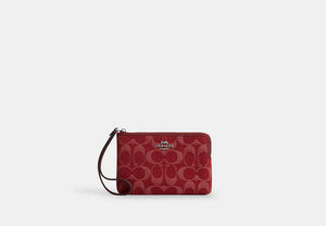 Corner Zip Wristlet - Silver/True Red