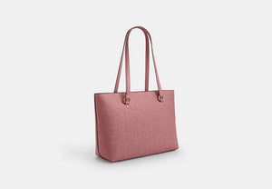 Station Tote Bag In Signature Leather - Gold/Peony