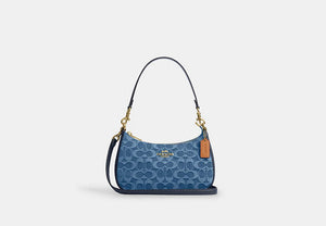Teri Shoulder Bag In Signature Denim - Gold/Indigo