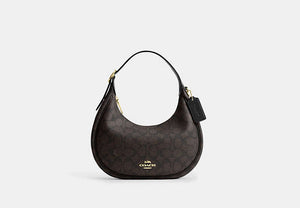 Emily Shoulder Bag In Signature Canvas - Gold/Walnut/Black