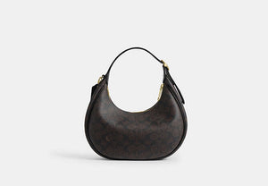 Emily Shoulder Bag In Signature Canvas - Gold/Walnut/Black