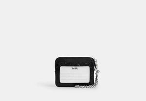 Zip Card Case - Silver/BLACK