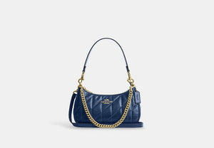 Teri Shoulder Bag With Quilting - Gold/Deep Blue