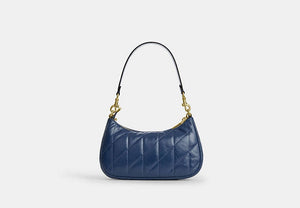 Teri Shoulder Bag With Quilting - Gold/Deep Blue