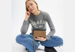 Long Zip Around Wallet - Gold/Sandy Beige