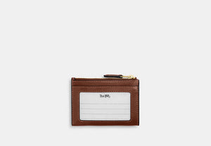 Mini Skinny ID Case In Signature Chenille - Gold/Redwood