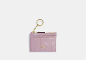 Mini Skinny ID Case In Signature Chenille - Gold/Carnation