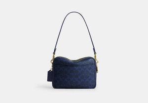 Carey Crossbody Bag In Signature Canvas - Gold/Navy