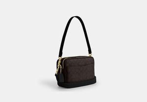 Carey Crossbody Bag In Signature Canvas - Gold/Walnut/Black