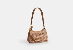 Teri Mini Crossbody Bag With Gingham Print - Gold/Tan