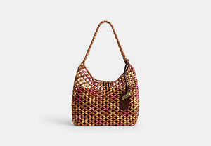 Brooklyn Shoulder Bag 28 With Wooden Beading - Brass/Maple Multi