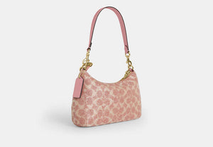 Teri Shoulder Bag In Signature Beaded Satin - Gold/Pink