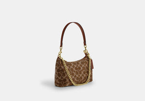Teri Shoulder Bag In Signature Beaded Satin - Gold/Tan