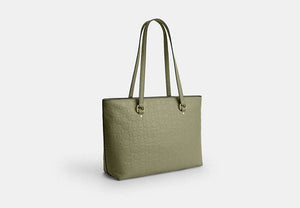 Station Tote Bag In Signature Leather - Gold/Pistachio