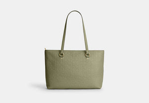 Station Tote Bag In Signature Leather - Gold/Pistachio