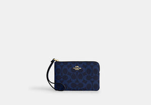 Corner Zip Wristlet - Gold/Navy