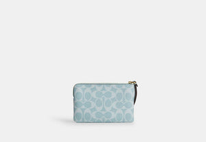 Corner Zip Wristlet - Gold/Light Blue