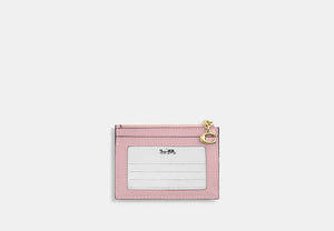 Mini Skinny ID Case In Signature Chenille - Gold/Light Pink