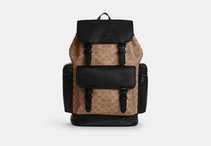 Sprint Backpack In Signature Jacquard - Matte Black/Tan Black