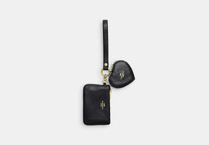 Wristlet And Heart Pouch - Gold/Black