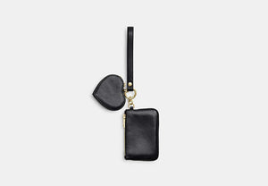 Wristlet And Heart Pouch - Gold/Black