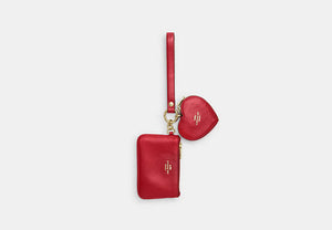 Wristlet And Heart Pouch - Gold/Poppy