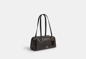 Sydney Shoulder Bag In Signature Canvas - Gold/Walnut/Black
