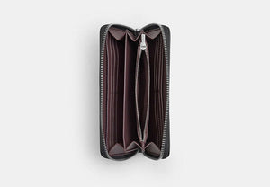 Long Zip Around Wallet - Silver/Black
