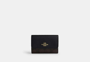 Flap Card Case - Gold/Walnut/Black