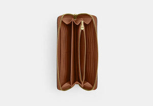 Long Zip Around Wallet - Gold/Warm Brown