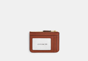 Mini Skinny ID Case In Signature Chenille - Brass/Tan Caramel