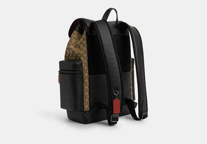 Sprint Backpack In Signature Jacquard - Black Antique Nickel/Khaki/Black Multi
