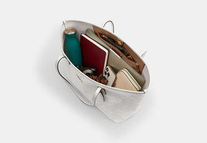 City Tote Bag In Signature Canvas - Gold/White/Chalk